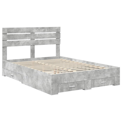 vidaXL Bed Frame Concrete Grey 150 x 200 cm Engineered Wood 4
