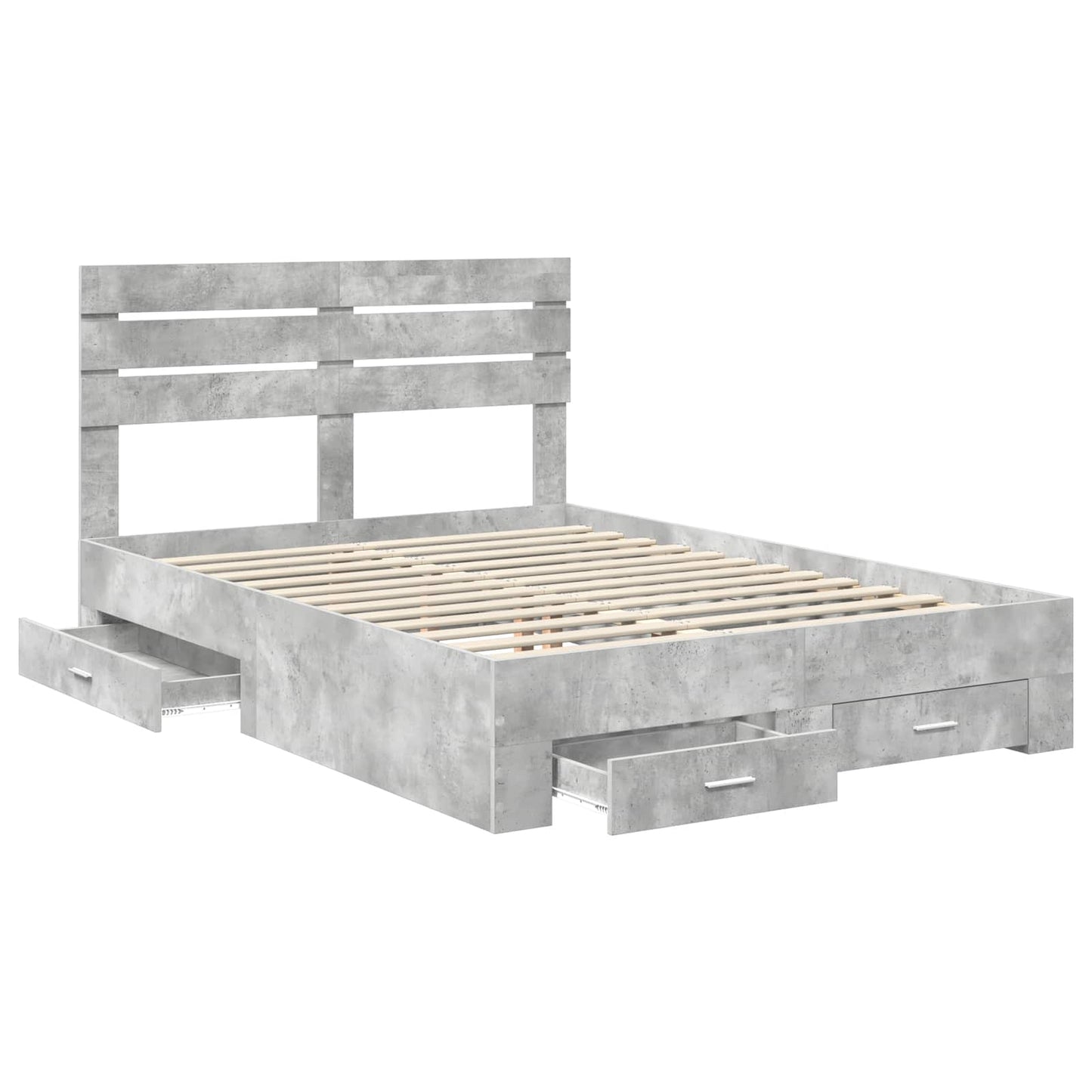vidaXL Bed Frame Concrete Grey 150 x 200 cm Engineered Wood 5