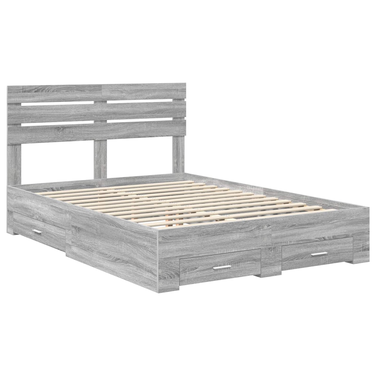 vidaXL Bed Frame with Drawer Grey Sonoma 150 x 200 cm Engineered Wood 4