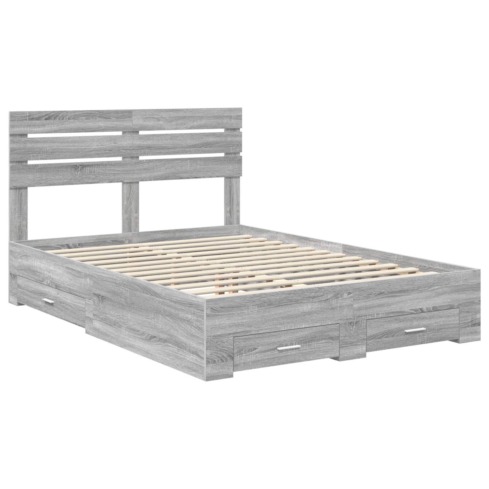 vidaXL Bed Frame with Drawer Grey Sonoma 150 x 200 cm Engineered Wood 4