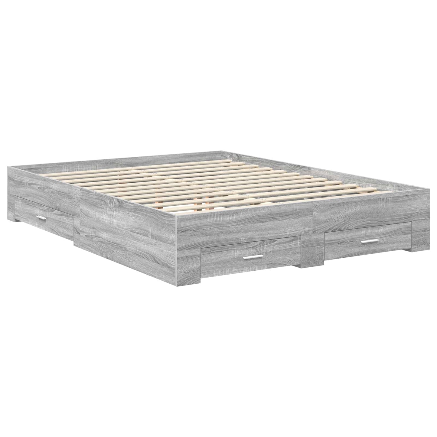 vidaXL Bed Frame with Drawer Grey Sonoma 150 x 200 cm Engineered Wood 6