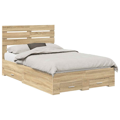 vidaXL Bed Frame with Drawer Sonoma Oak 135 x 190 cm Engineered Wood 2
