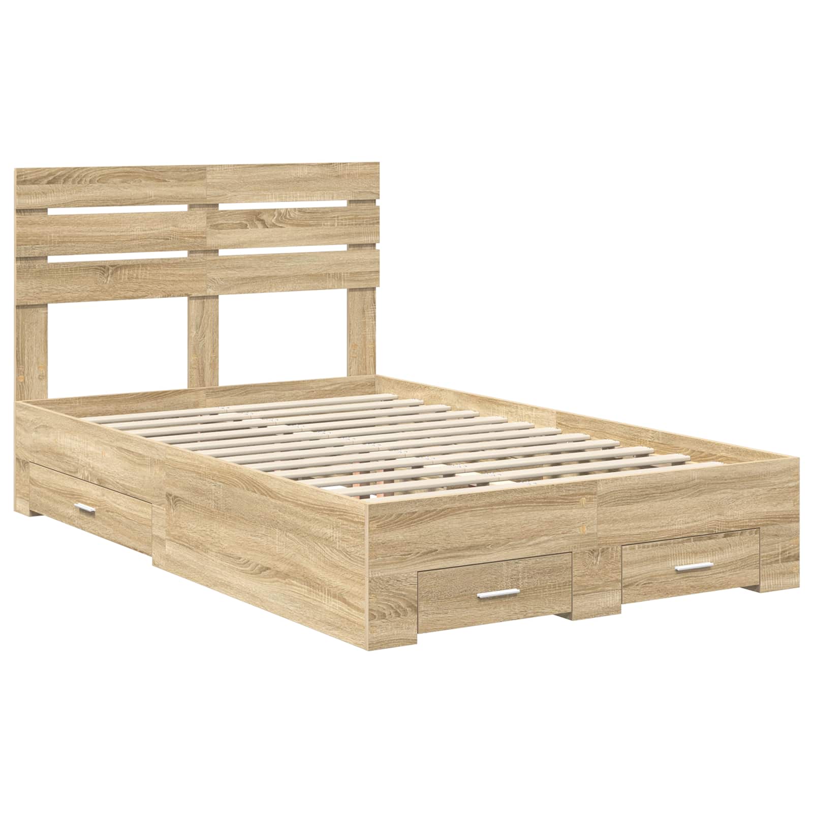 vidaXL Bed Frame with Drawer Sonoma Oak 135 x 190 cm Engineered Wood 4