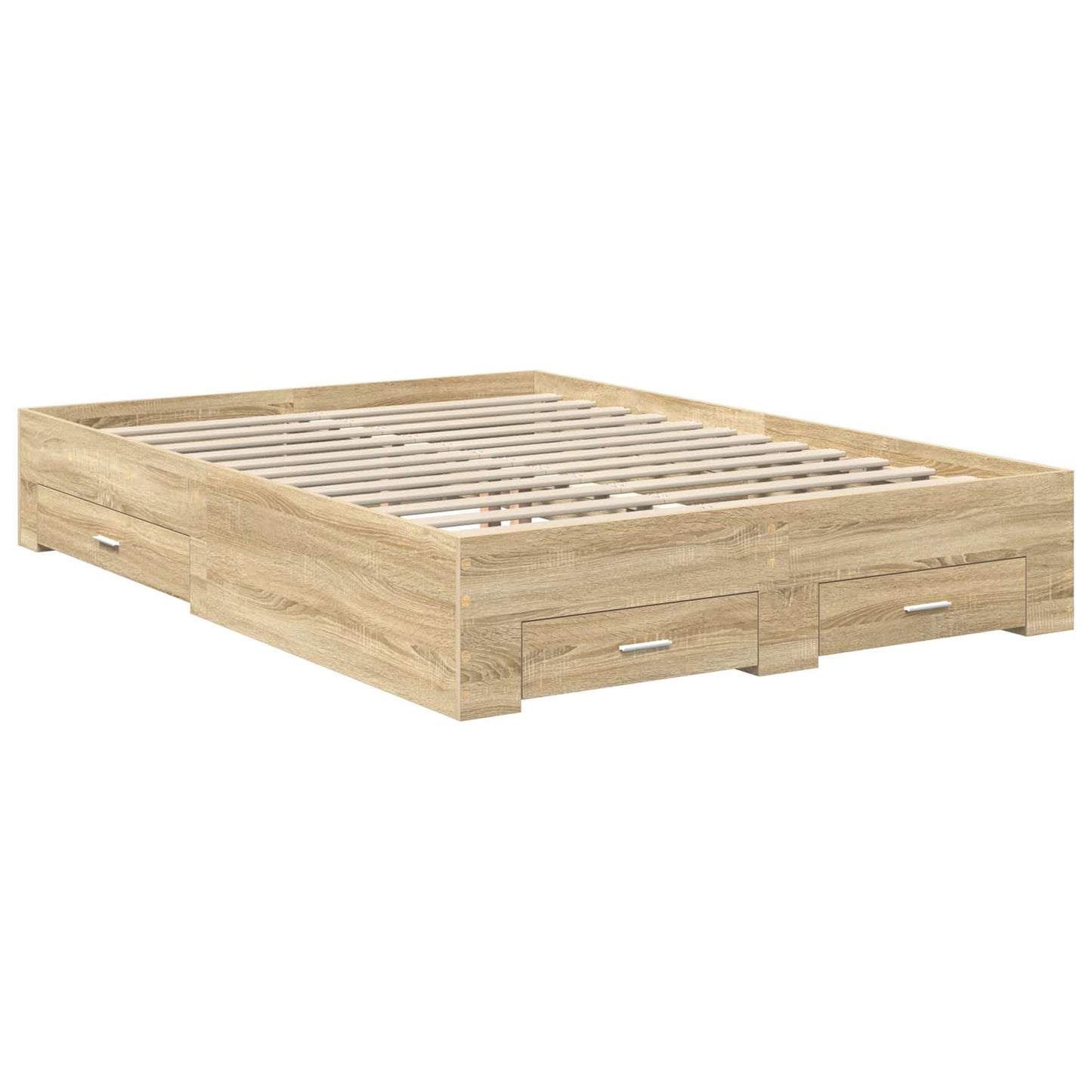 vidaXL Bed Frame with Drawer Sonoma Oak 135 x 190 cm Engineered Wood 6