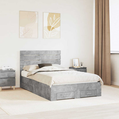 vidaXL Bed Frame Concrete Grey 135 x 190 cm Engineered Wood 1