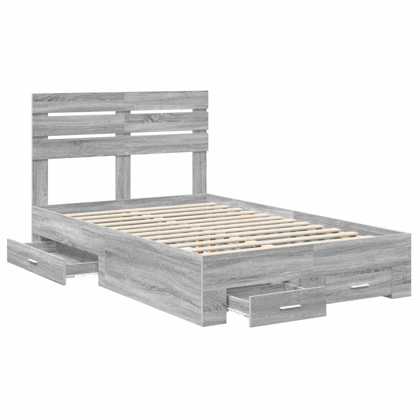 vidaXL Bed Frame with Drawer Grey Sonoma 135 x 190 cm Engineered Wood 5