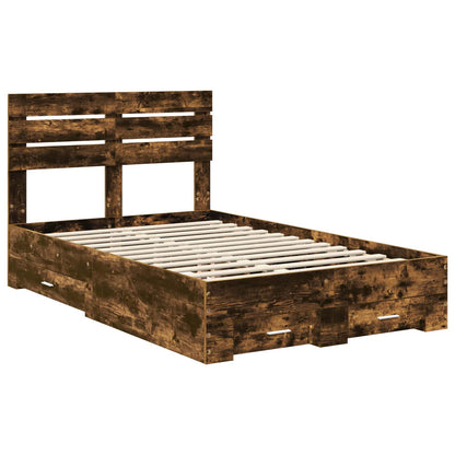 vidaXL Bed Frame with Drawer Smoked Oak 120 x 200 cm Engineered Wood 4