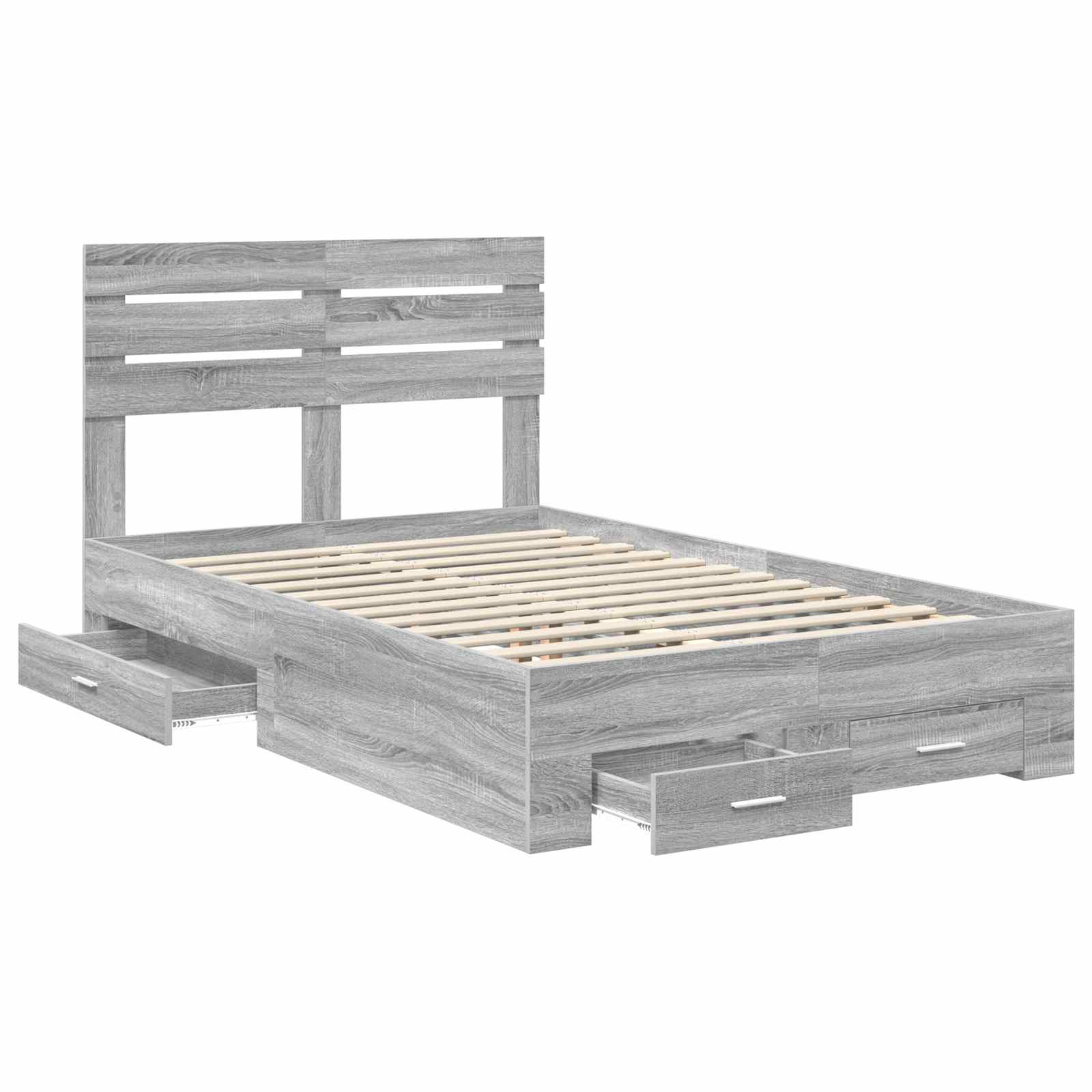 vidaXL Bed Frame with Drawer Grey Sonoma 120 x 200 cm Engineered Wood 5