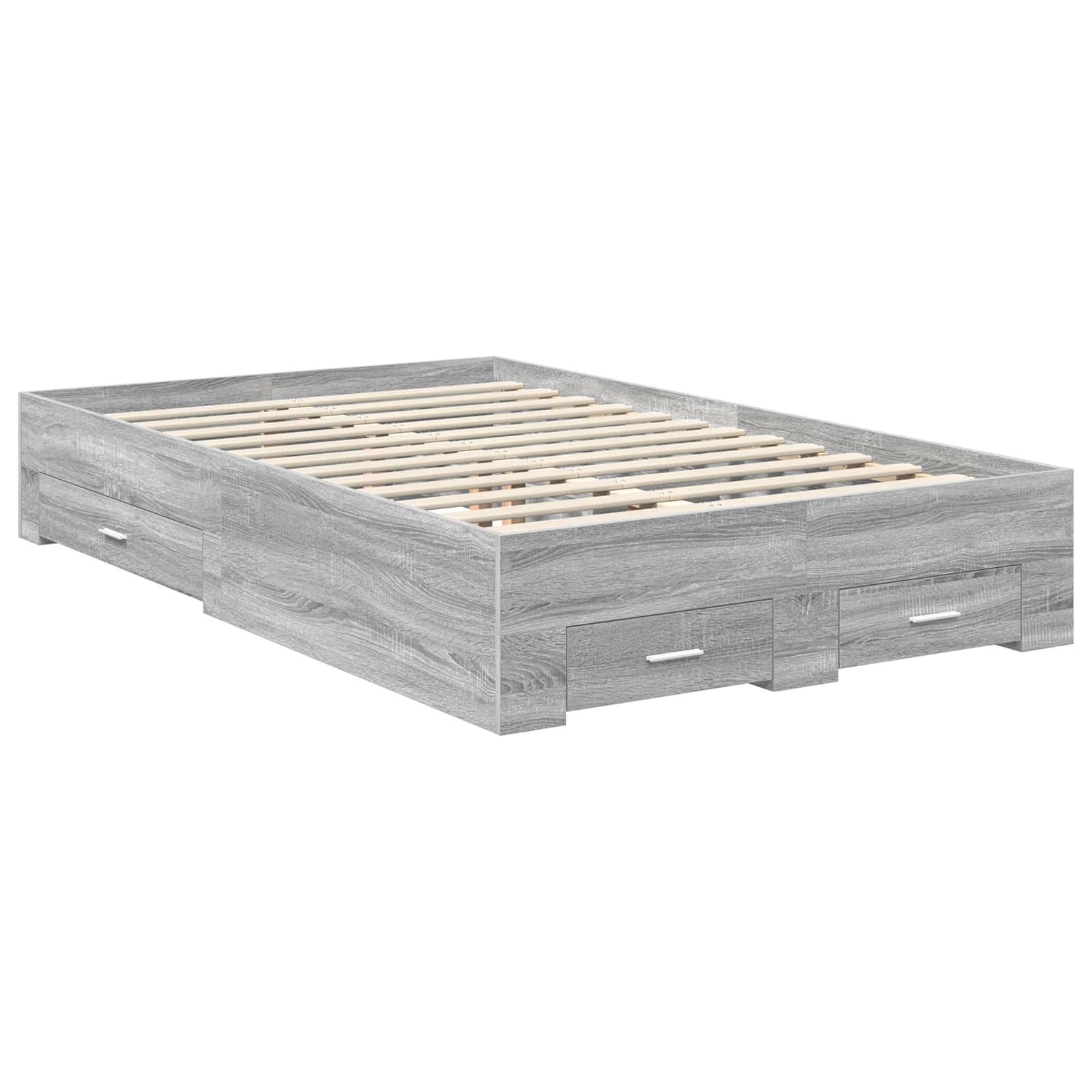 vidaXL Bed Frame with Drawer Grey Sonoma 120 x 200 cm Engineered Wood 6