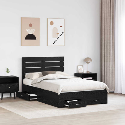 vidaXL Bed Frame with Drawer Black Oak 120 x 190 cm Engineered Wood 3