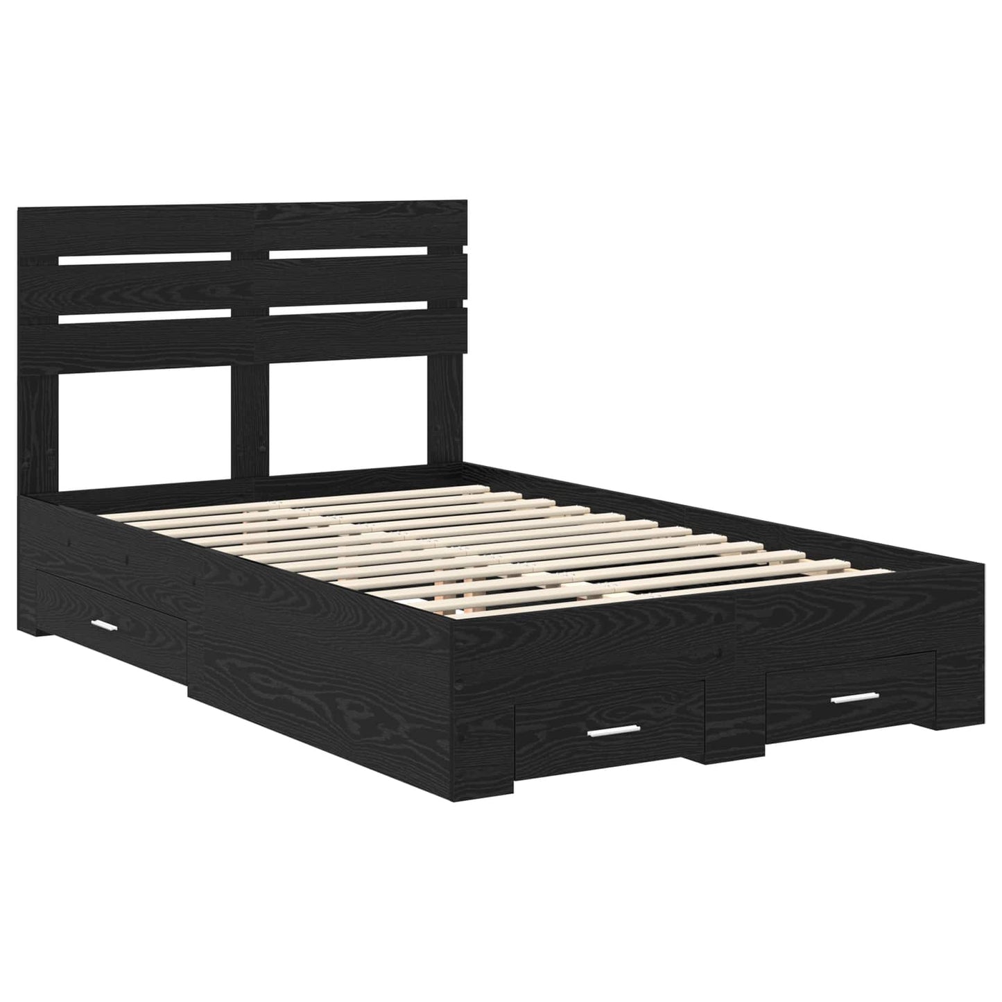 vidaXL Bed Frame with Drawer Black Oak 120 x 190 cm Engineered Wood 4
