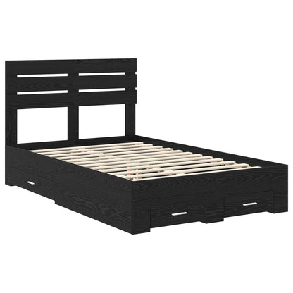 vidaXL Bed Frame with Drawer Black Oak 120 x 190 cm Engineered Wood 4