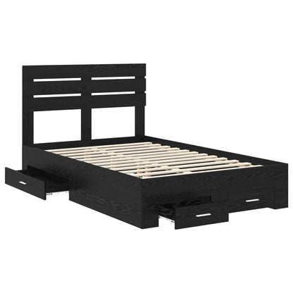 vidaXL Bed Frame with Drawer Black Oak 120 x 190 cm Engineered Wood 5