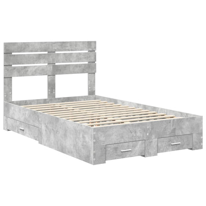 vidaXL Bed Frame Concrete Grey 120 x 190 cm Engineered Wood 4