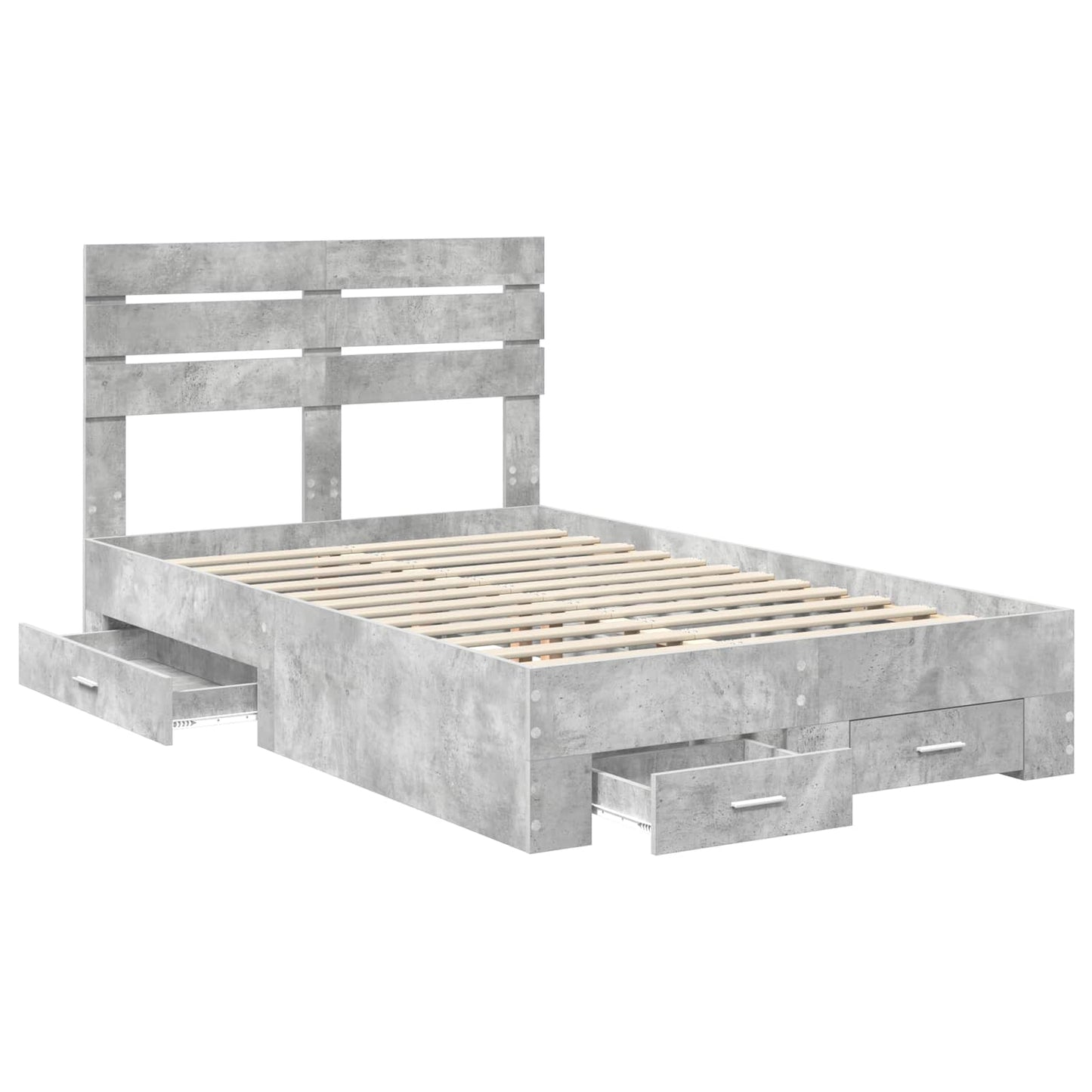 vidaXL Bed Frame Concrete Grey 120 x 190 cm Engineered Wood 5