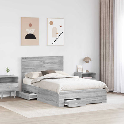 vidaXL Bed Frame with Drawer Grey Sonoma 120 x 190 cm Engineered Wood 3