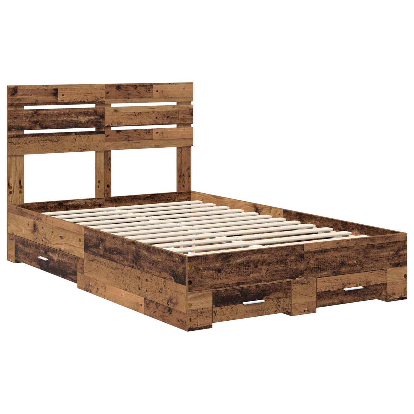 vidaXL Bed Frame with Drawer Old Wood 120 x 190 cm Engineered Wood 4