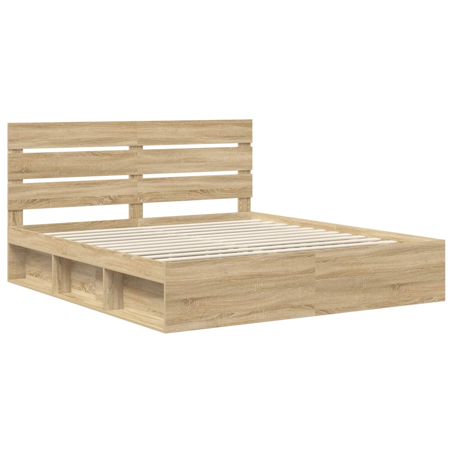 vidaXL Bed Frame with Headboard Sonoma 200 x 200 cm Solid Pine Wood 4