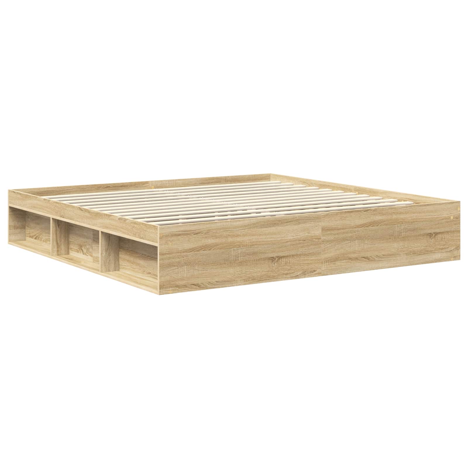 vidaXL Bed Frame with Headboard Sonoma 200 x 200 cm Solid Pine Wood 5