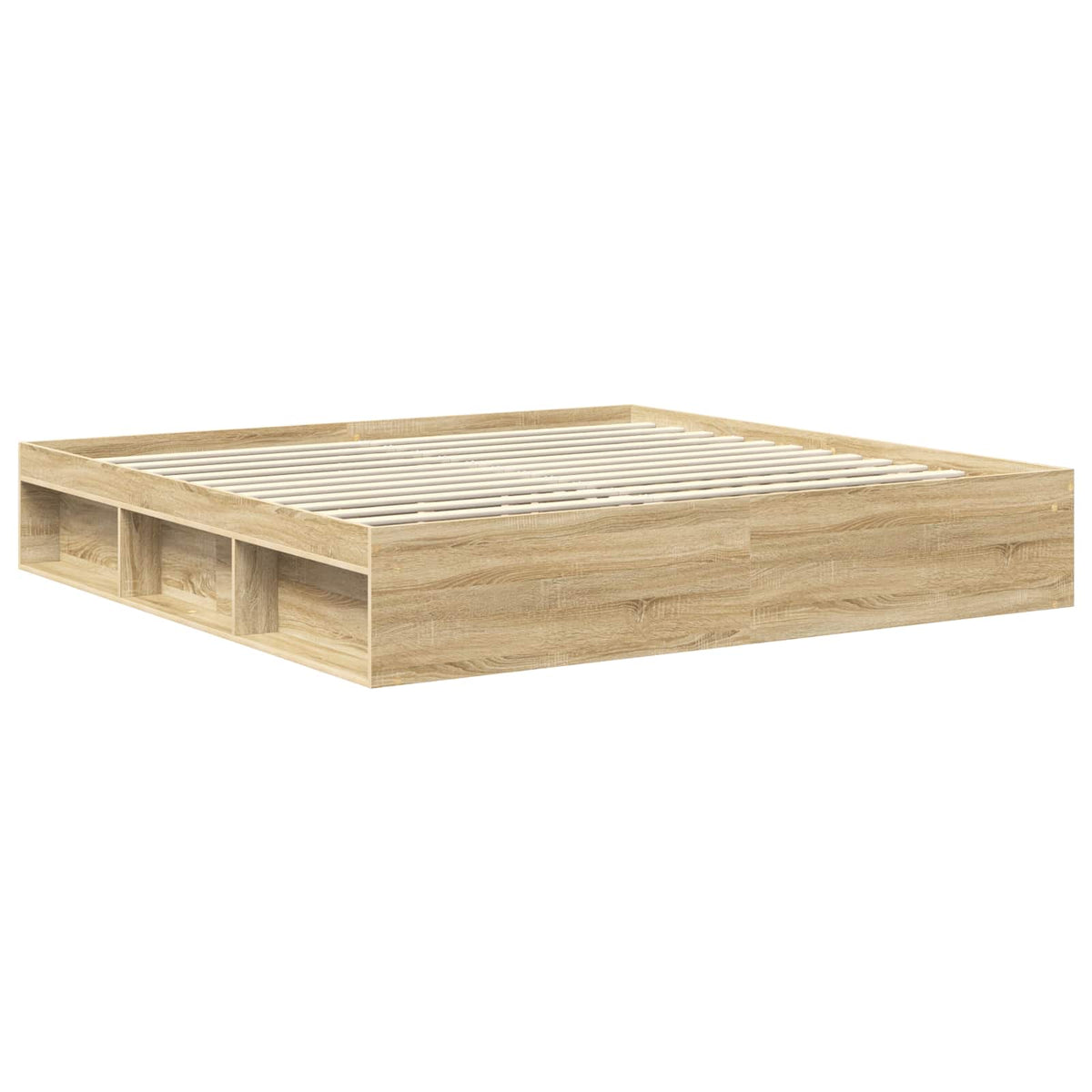 Bed Frame with Headboard Sonoma Solid Pine Wood Length 200 cm Sonoma Oak 200 cm