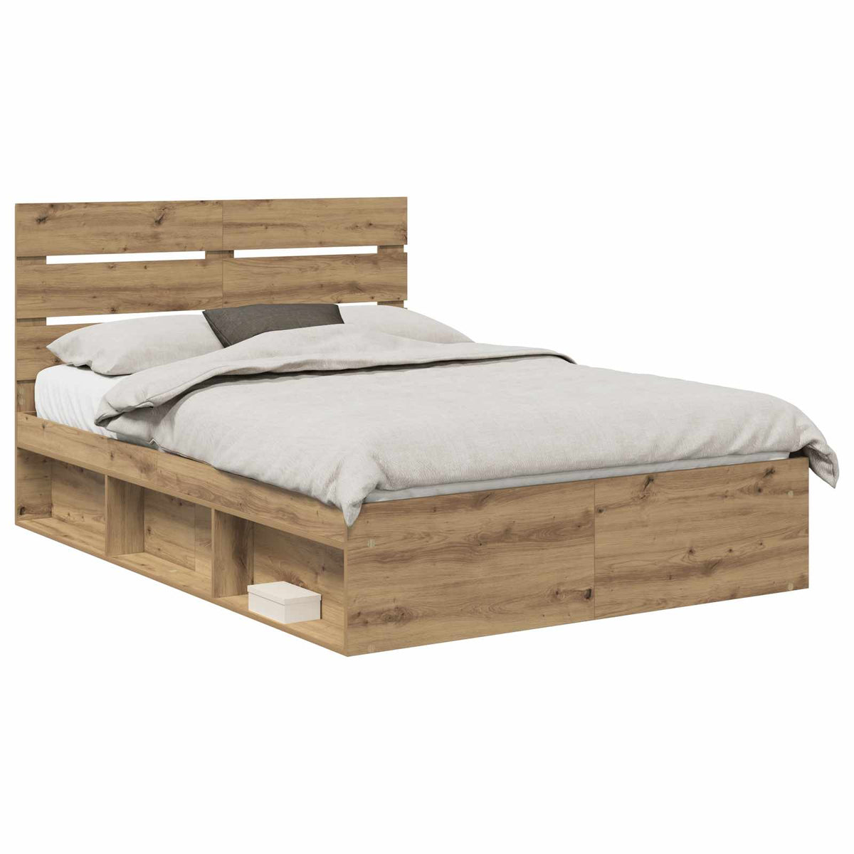 vidaXL Bed Frame Artisian Oak 150 x 200 cm Solid Pine Wood 2