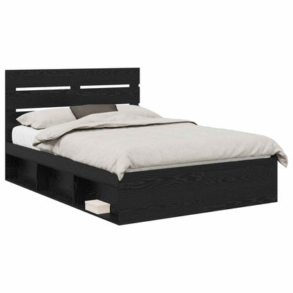 vidaXL Bed Frame with Headboard Black 140 x 200 cm Solid Pine Wood 2