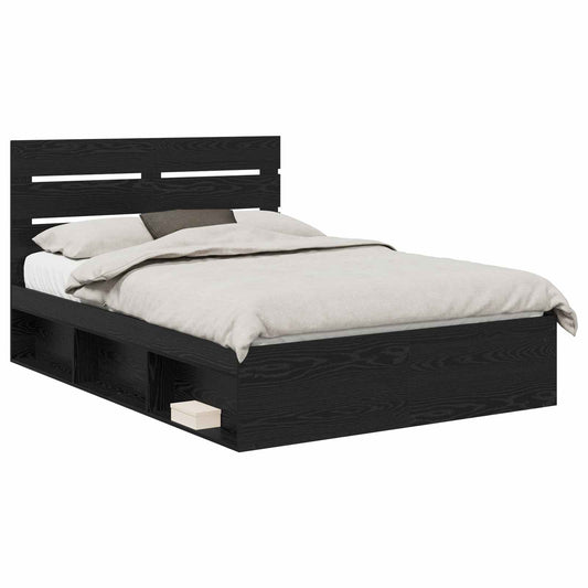 vidaXL Bed Frame with Headboard Black 140 x 200 cm Solid Pine Wood 2