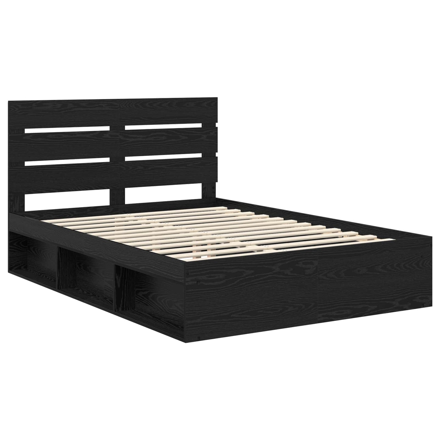 vidaXL Bed Frame with Headboard Black 140 x 200 cm Solid Pine Wood 4