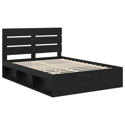 vidaXL Bed Frame with Headboard Black 140 x 200 cm Solid Pine Wood 4