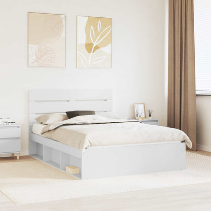 vidaXL Bed Frame with Headboard White 140 x 190 cm Solid Pine Wood 1