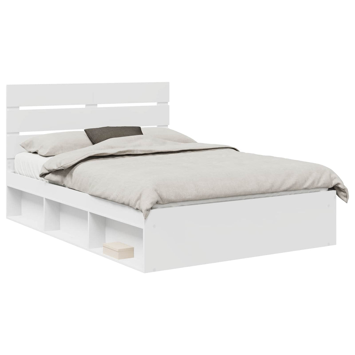 vidaXL Bed Frame with Headboard White 140 x 190 cm Solid Pine Wood 2