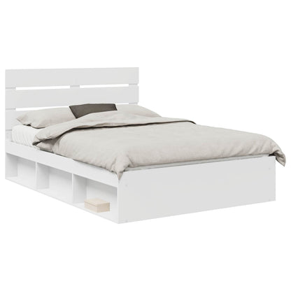 vidaXL Bed Frame with Headboard White 140 x 190 cm Solid Pine Wood 2