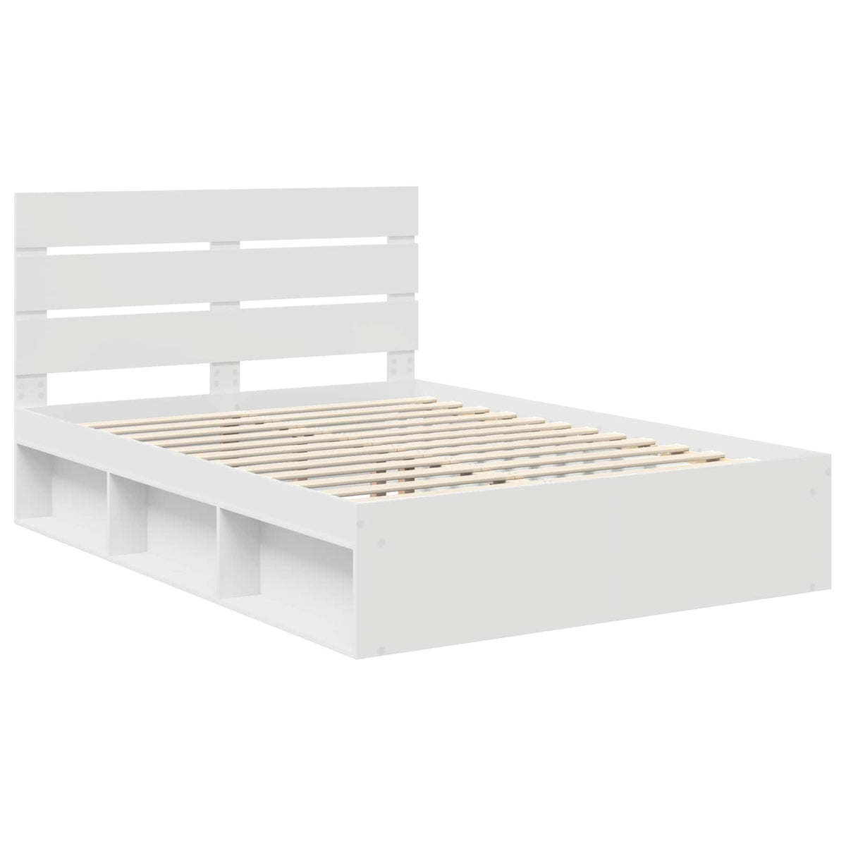 vidaXL Bed Frame with Headboard White 140 x 190 cm Solid Pine Wood 4