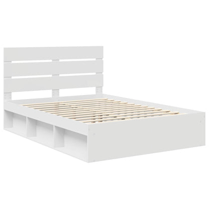 vidaXL Bed Frame with Headboard White 140 x 190 cm Solid Pine Wood 4