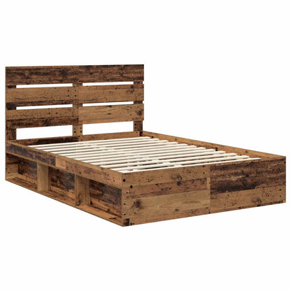 vidaXL Bed Frame with Headboard Old Wood 140 x 190 cm Solid Pine Wood 4