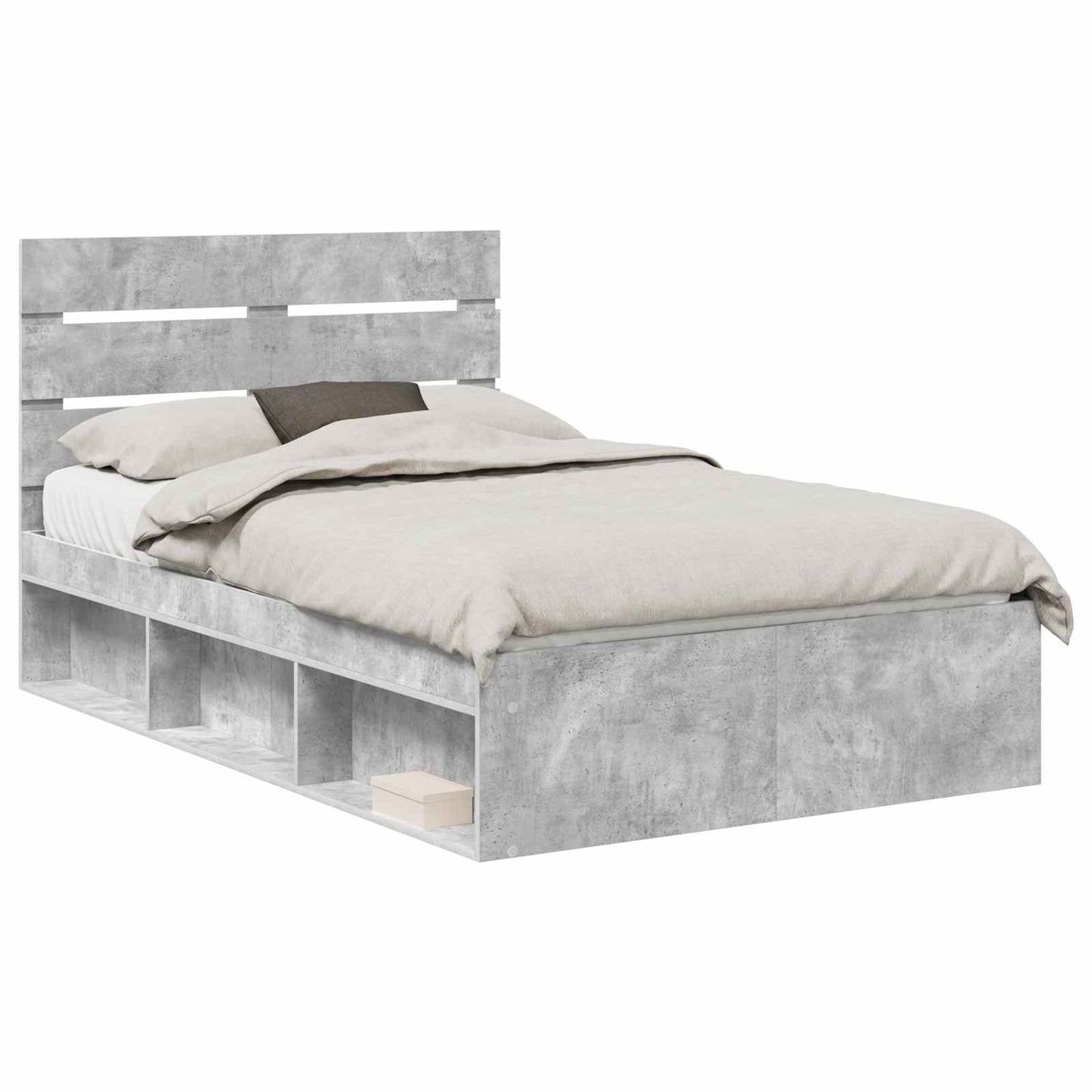 vidaXL Bed Frame Concerte Grey 135 x 190 cm Solid Pine Wood 2