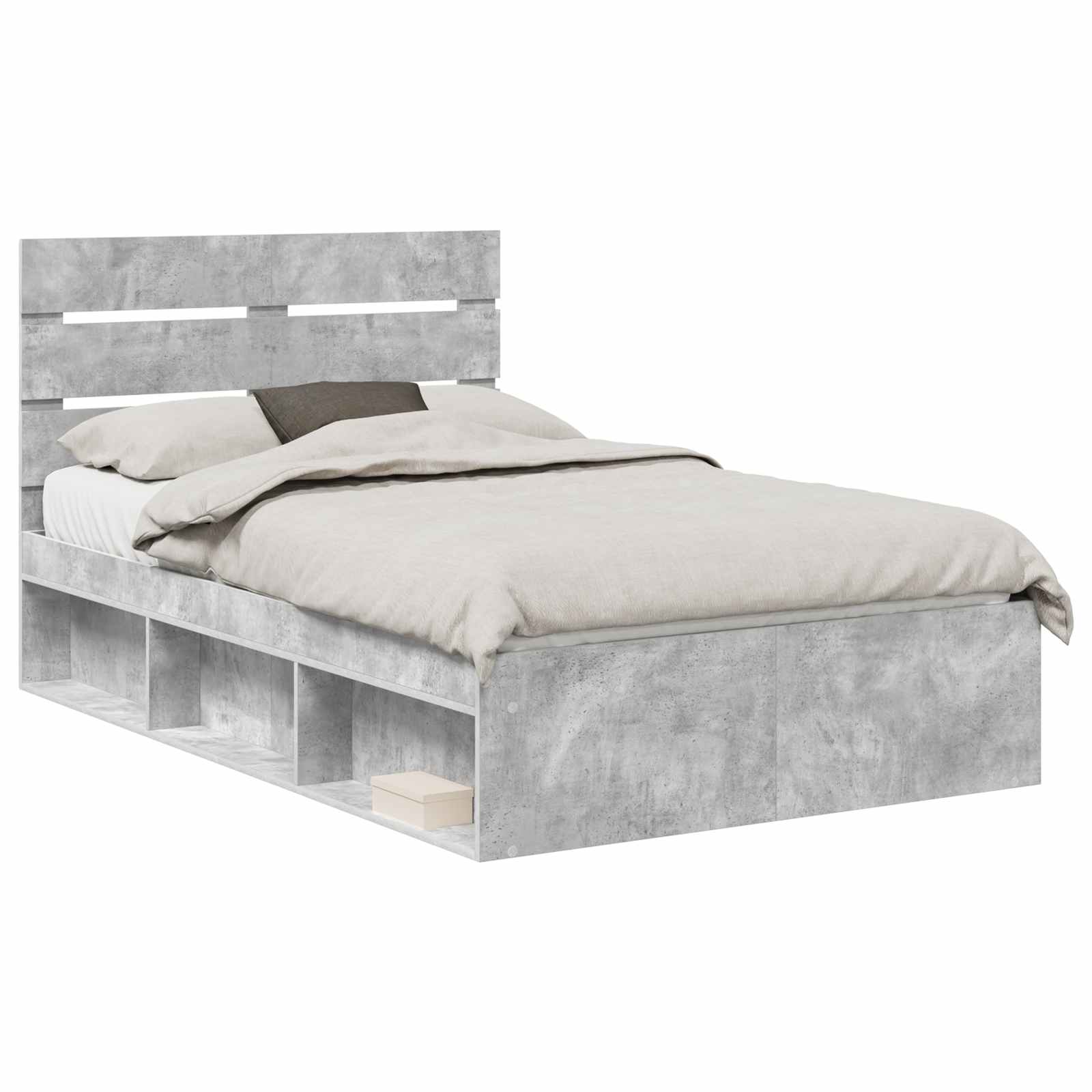 vidaXL Bed Frame Concerte Grey 135 x 190 cm Solid Pine Wood 2