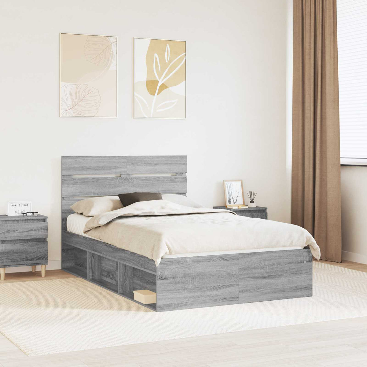 vidaXL Bed Frame 135 x 190 cm Solid Pine Wood Length 190 cm Width 135 cm