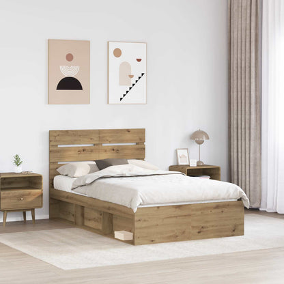 vidaXL Bed Frame Artisian Oak 120 x 200 cm Solid Pine Wood 3