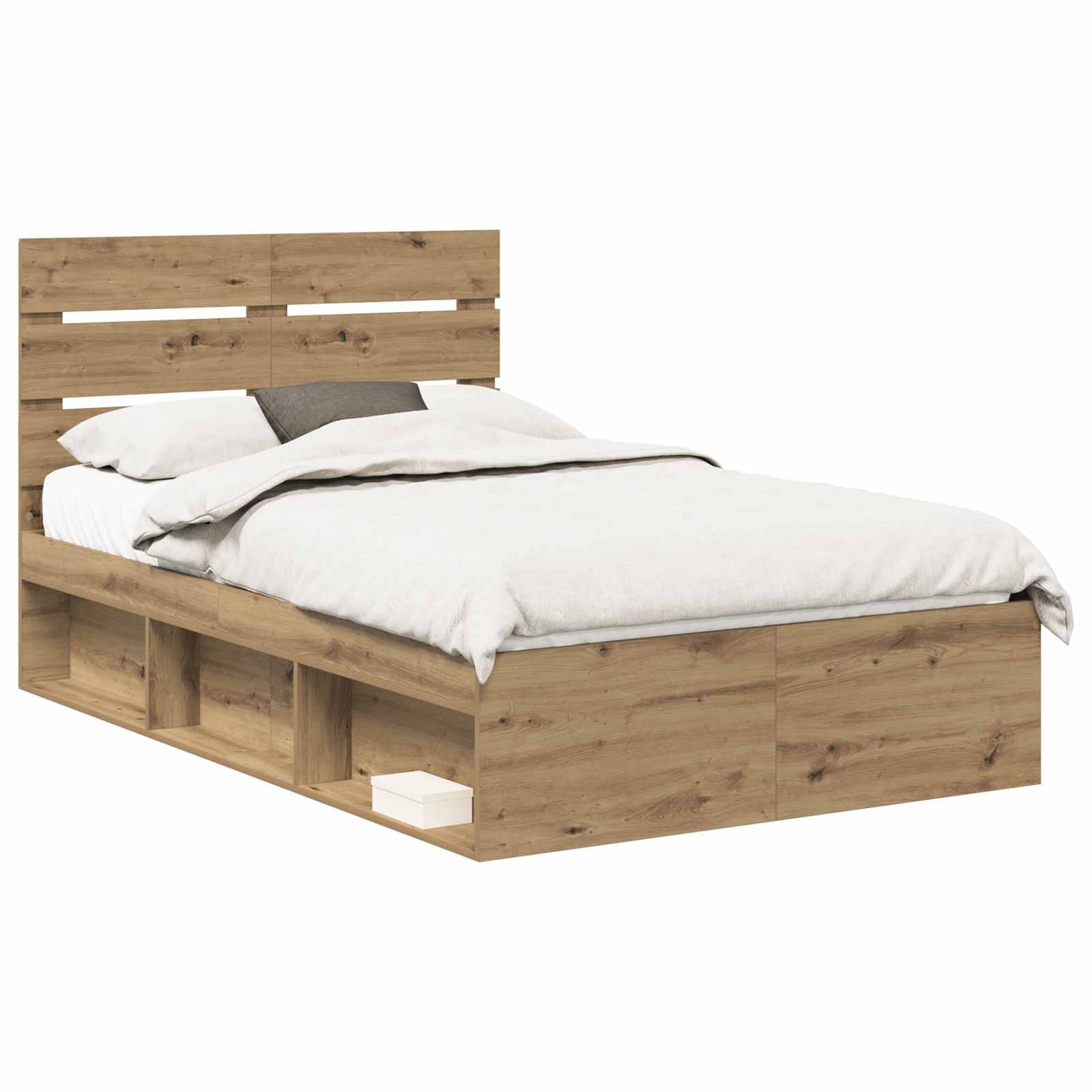vidaXL Bed Frame Artisian Oak 120 x 200 cm Solid Pine Wood 2