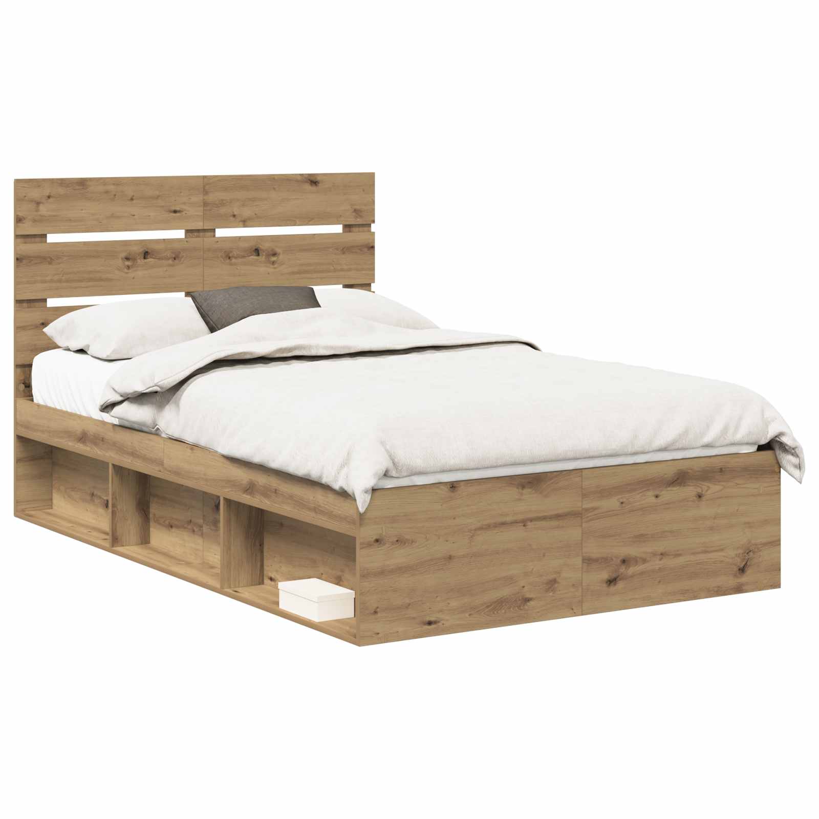 vidaXL Bed Frame Artisian Oak 120 x 200 cm Solid Pine Wood 2