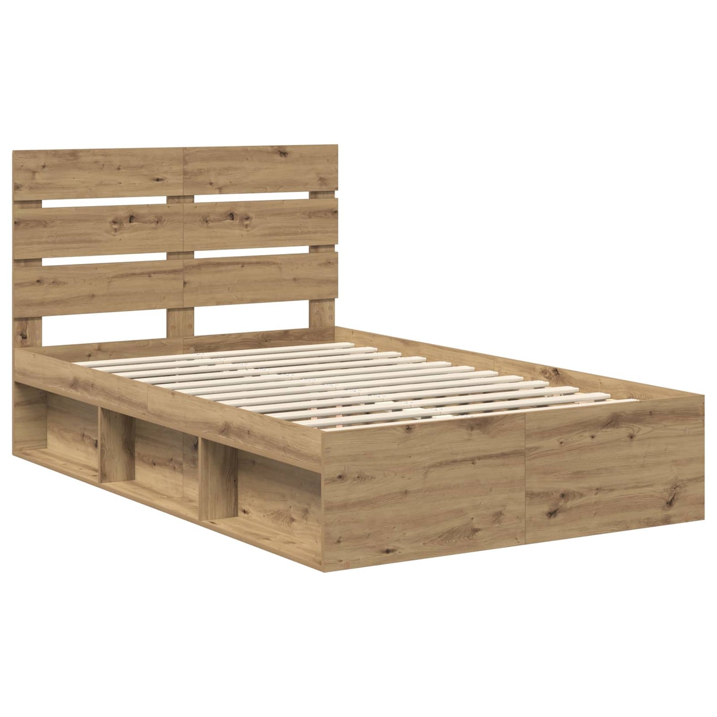 vidaXL Bed Frame Artisian Oak 120 x 200 cm Solid Pine Wood 4