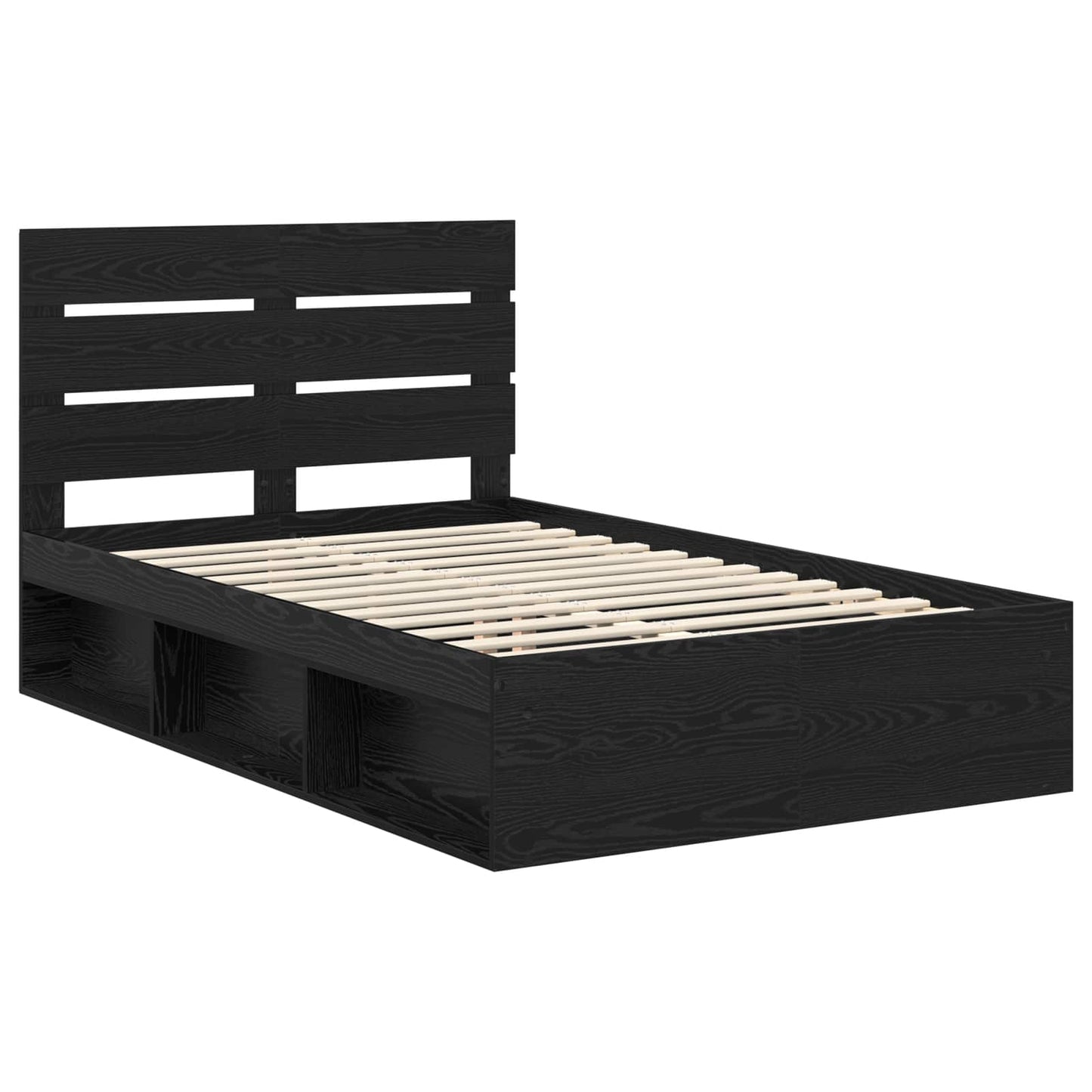 vidaXL Bed Frame with Headboard Black 120 x 190 cm Solid Pine Wood 4