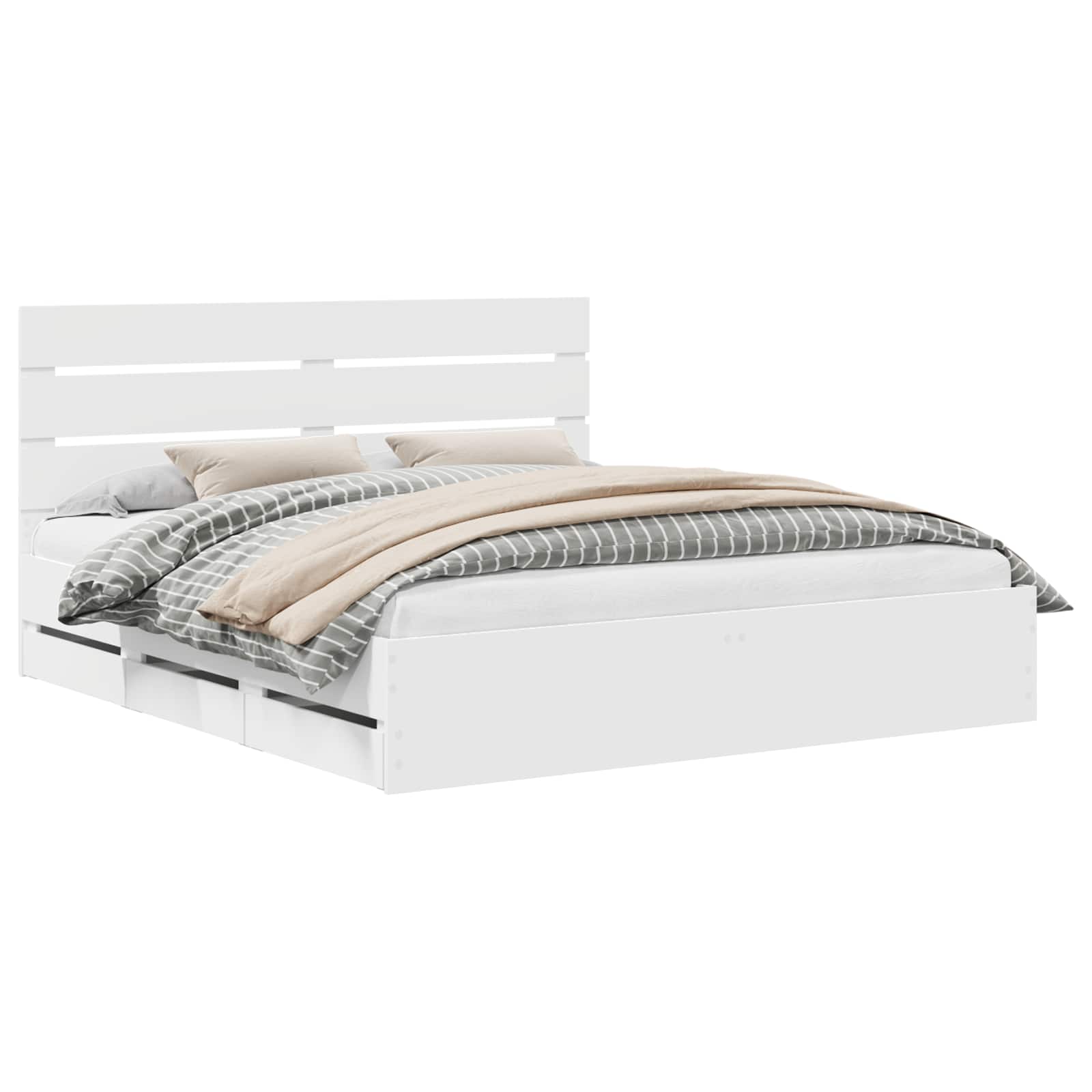 vidaXL Bed Frame with Drawer White 200 x 200 cm Engineer Wood 2