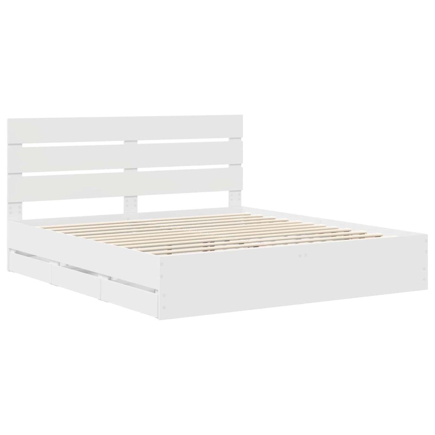 vidaXL Bed Frame with Drawer White 200 x 200 cm Engineer Wood 4