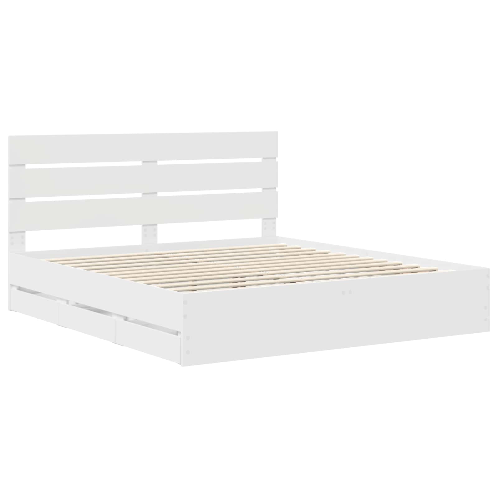 vidaXL Bed Frame with Drawer White 200 x 200 cm Engineer Wood 4