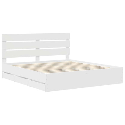 vidaXL Bed Frame with Drawer White 200 x 200 cm Engineer Wood 4