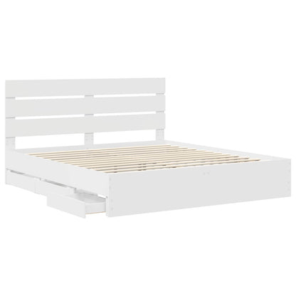 vidaXL Bed Frame with Drawer White 200 x 200 cm Engineer Wood 5