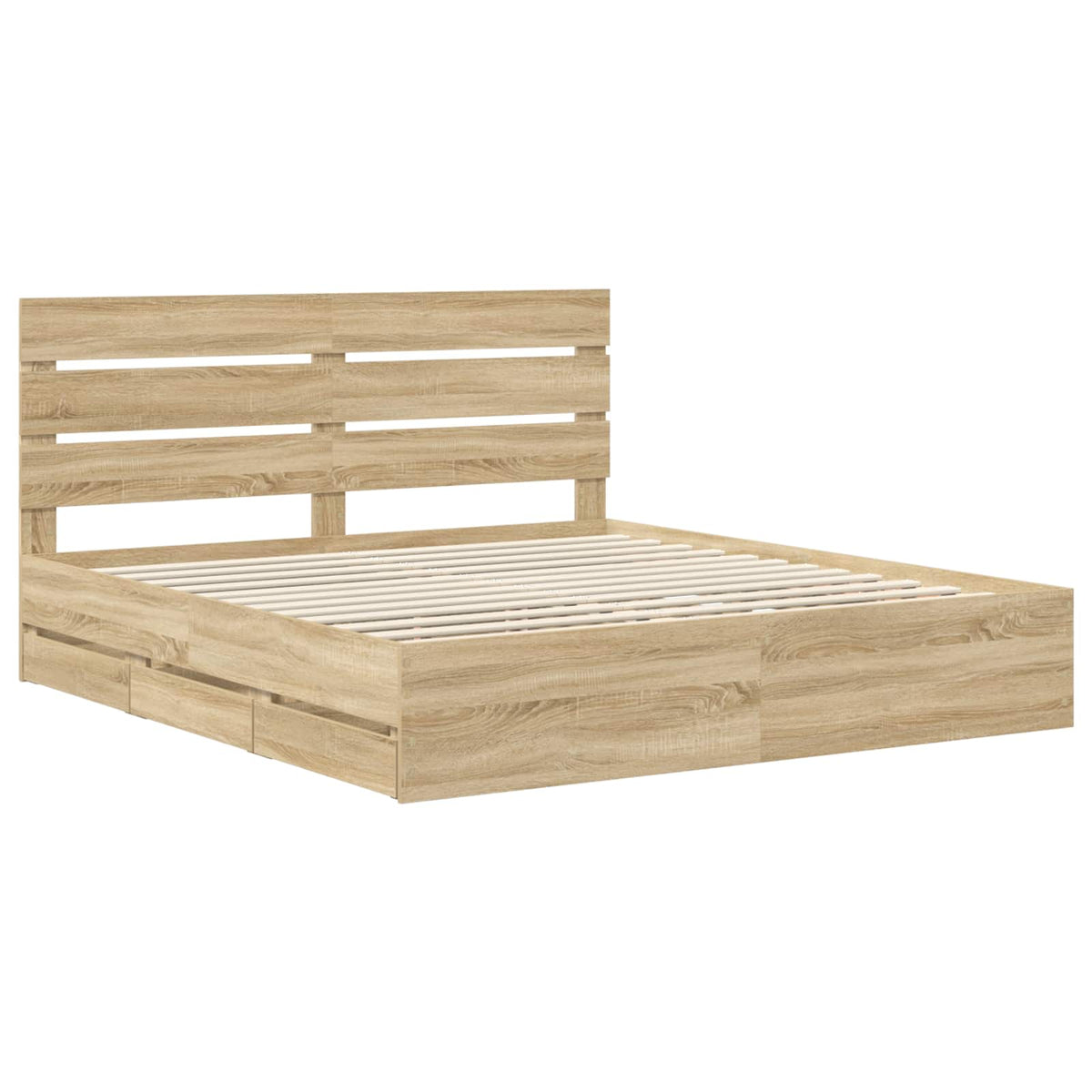 vidaXL Bed Frame with Drawer Sonoma Oak 200 x 200 cm Engineer Wood 4