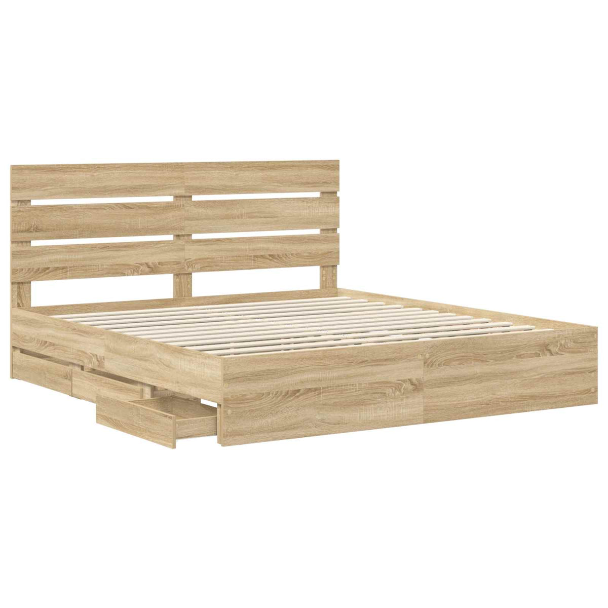 vidaXL Bed Frame with Drawer Sonoma Oak 200 x 200 cm Engineer Wood 5